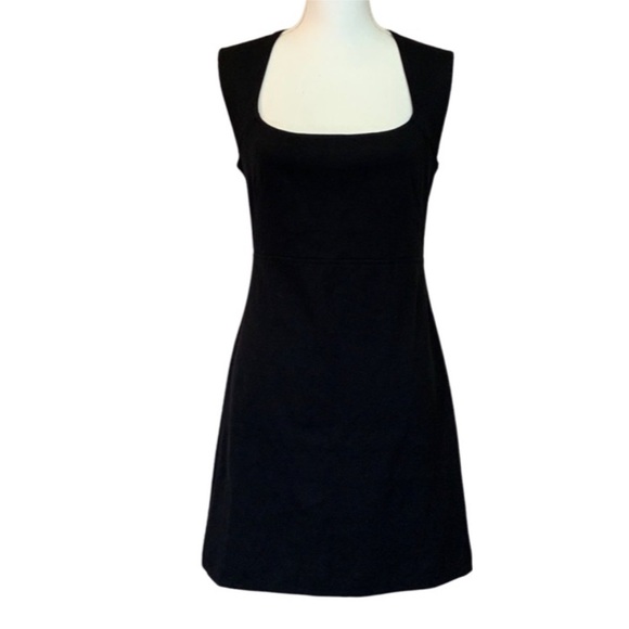 Everlane Black Jersey The ’90s Square Neck Mini Cotton Dress Sz XS - Picture 2 of 6